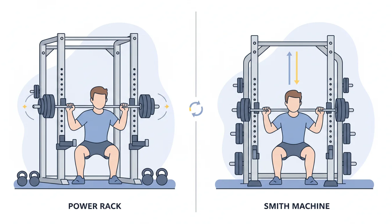 Illustration showing is power rack or smith machine concept