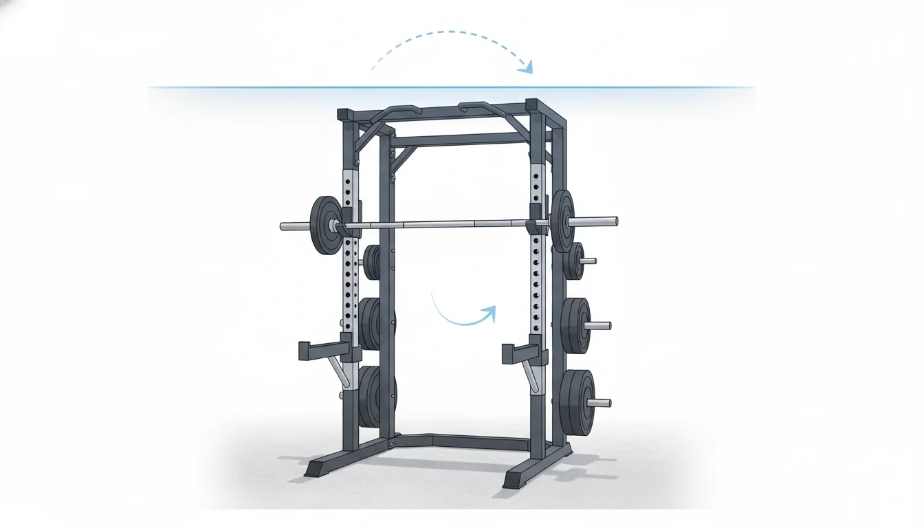 Illustration showing smith machine for low ceilings concept