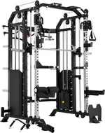 French Fitness FSR20 P/L Multi Functional Gym System - Smith Machine, Squat Rack, Functional Trainer, Cable Cross, Landmine, Pull-Up Bar & More – Plate Loaded, Heavy Duty, Full Body Training