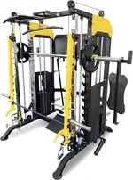 French Fitness FSR90 Ultimate All-in-One Gym System: Smith Machine, Squat Rack, Functional Trainer, Landmine, Dip Bars, Pull-Up Bar, LAT Pulldown, Jammer Arm, Leg Press