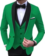 Mens 3 Piece Blazer Sets Stylish 1 Button Shawl Lapel Business Jacket Suits Slimming Wedding Prom Groomsmen Suits