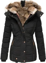 JEsilunmaMY Winter Parkas for Women Long Sleeve Slim Fit Warm Puffer Jackets with Fur Hood Solid Fleece Lined Military Coats