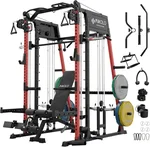 Mikolo M4 2.0 Smith Machine, All-in-One Power Cage with Independent Dual Pulley System, Multi-Function Home Gym Workout Cage for Cable Crossover