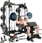 MiM USA Pro Master 1001, All in One Gym Machine, Smith Machine & Functional Trainer, Adj Bench, Arm Curl, Complete Attachment