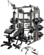 MiM USA Hercules EX, Commercial All in One Gym Machine w/400 lb Weight Stack, Adj Bench, Jammer Arms, Leg Press, Leg Extension, Arm Curl, LAT Seat & Complete Attachment