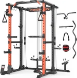 FEIERDUN Multi-Function Squat Rack Power Cage FLA01,2000LBS Capacity Power Rack with Adjustable Cable Crossover System and Additional Attachments, Ideal Weight Cage for Home Gym & Garage Workouts