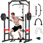 Power Cage, Multi-Function Power Rack with Pulley System Strength Training for Home Gym, Bench Press Squat LAT Pull-Down Pull-up Rowing, All in One Workout Cage