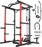 ARMAC Power Cage,1500lbs Multi-Function Power Rack with Adjustable Cable Crossover System and More Training Attachment (black)