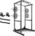 1200 Pound Power Cage, Stainless Steel Power Rack, Squat Rack with Adjustable Barbell Protection and J-Hook, Professional Version of Power Racks for Home Gym with More Accessories (Black)