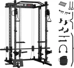 EVOLPOW M2D Smith Machine, Strength Training Squat Rack with LAT-Pull Down System & Cable Crossover Machine for Home Gym and More Training Attachment