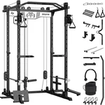 EVOLPOW Power Rack P2D for Home Gym, 1200lbs Multi-Function Power Cage with Adjustable Cable Crossover System and More Training Attachments