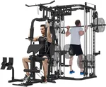All in One Home Gym System Workout Station, Multi-Function Smithe Machine Power Cage with Cable Crossover System, Tripe-Sided Independent Load Posts, Functional Trainer for Full Body Training