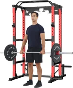 EVOLPOW Power Cage P3B for Home Gym, 1200lbs Multi-Functional Power Rack with J-Hooks, Dip Handles, Landmine Attachment for Home Gym