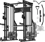 Waxman Smith Machine with Cable Crossover System, Multi-Function Squat Rack Power Cage for Home Gym & Power Rack Packages