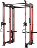Synergee Plate Loaded Cable Crossover Power Cage with Dual Pull-Up Bars, 2x3 11-Gauge Steel Frame, Includes Sandwich-Style J-Cups with UHMW, and All Assembly Hardware – Heavy-Duty Home Gym Squat Rack