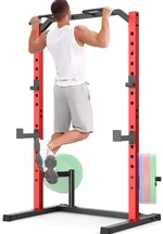 OPPSDECOR Power Cage Power Rack with LAT Pull Down Pulley System& Cable Row, Weight Cage with More Training Attachments, Multi-Functional Squat Rack for Home Gym System