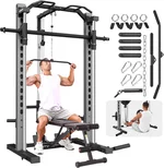 OPPSDECOR All-in-One Adjustable Smith Machine with LAT-Pull Down System Multi-Function Power Cage for Home Gym Cable Crossover Squat Rack of Workout Machine Training Equipment with Attachments