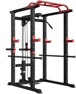 Multi-Functional Power Rack With Pulley System, Strength Training Power Cages, Squat Racks Weight Lifting Rack, with J Hooks, Dip Handles, Weight Plate, for Home Gym Equipment