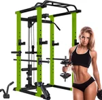 Power Cage, Multi-Functional Power Rack with J-Hooks, 1000LBS Squat Rack with Pull Down System, Home Adjustable Pullup Squat Rack, Weight Cage for Home Gym