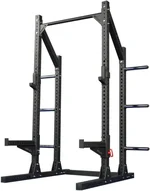 Gronk Fitness Commercial Half Rack Power Cage | 1000 LB Capacity Heavy-Duty Squat Rack with J-Hooks, Spotter Arms & Pull-Up Bar | Home or Commercial Gym Equipment for Bench, Deadlift & Strength Training