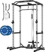 Power Cage with 90LB Weight Plates, 1600LBS Capacity Power Rack with 1.2" Diameter Multi-Grip Pull-Up Bar, LAT Pulldown System and Landmine Attachment, P30 Gray