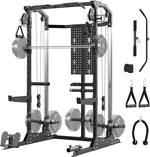 Power Cage, 2000LB Capacity Squat Rack with Cable Crossover and Dual Independent Pulley System, Workout Cage with More Training Attachments, Power Rack for Home Gym