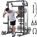 Power Cage, 2000LB Capacity Multi-Function Power Rack with Dual Independent Pulley System, Workout Cage with Adjustable Cable Crossover System, Squat Rack for Home Gym & Garage Workouts