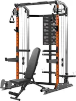 2000LB Power Cage, Multi Function Home Gym Squat Rack with Dual Pulley Cable Crossover System and Bench Attachments for Complete Home Gym Workouts