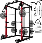 R1-V4 Power Cage Rack, 2000LB Squat Rack with Cable Crossover System, Multi-Function Weight Cage, Home Gym Workout Machine with More Training Attachments