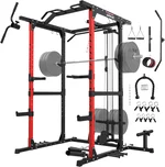 ARMAC Power Cage,1500lbs Multi-Function Power Rack with Adjustable Cable Crossover System and More Training Attachment (red)