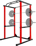 Power Cage, 1200LBS Power Rack, Weight Cage with Adjustable Cable Crossover System, Multi-Functional Squat Rack for Weight Training, Red