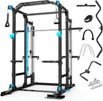 Power Cage with Cable Crossover/Smith Machine System LAT-Pull Down System Power Rack Squat Rack Training Attachments for Home Gym
