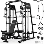 Mikolo M4 & M4 Ultra Smith Machine with Cable Crossover System, Multi-Function Power Cage Squat Rack for Home Gym, Power Rack and Packages (BLKPL Bench)