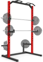 Likein Adjustable Power Cage with Pull-Up Bar Power Rack with J-Hooks & Barbell Holders 800LBS Heavy Duty Strength Training Equipment for Home & Garage Gym