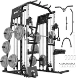 Smith Machine for Home Gym, 2200LBS Heavy Duty Power Cage with Dual Pulley System, All-in-One Cable Crossover Machine for Home Gym with Weight Storage & Multi-Functional Training Stations