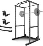 Squat Rack, Exercise Equipment, Multi-functional Power Cage, Pull Up Bar, Deadlift, Bench Press, 1200lbs Weight Capacity, Fits for Home Garage Room Studio