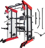 Power Cage SmithMachine - 3600 LBS Light Commercial Squat Rack with Cable Crossover, Weight Rack and Dual Pulley Systems for Home Gym Equipment