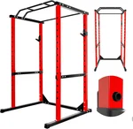 Vohala Power Cage and Squat Rack in High Weight Capacity with J-Hooks, Adjustable Pull Up Bar, Weight Plate Holders, Resistance Band Posts