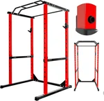 Vohala Multifunctional Squat Rack, Adjustable Power Rack Stand for Home Gym, Strength Training Power Cage with J-Hooks, Safety Spotter Arms, Weights and Bar Storage