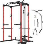 GlowSol Power Cage, Multifunctional Power Rack for Home Gym, Squat Rack with LAT Pulldown, & Pull-Up Bar, 1600LBS Capacity, Strength Training Equipment with More Attachments