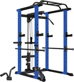 Multi-Functional Power Cage with Adjustable Pull-Up and Squat Rack, 1000Lbs Capacity for Home Gym, Black and Blue