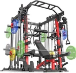 Smith Machine Weight Stack Set with Cable Crossover System, Multi-Function Squat Rack Power Cage for Home Gym, Power Rack and Packages