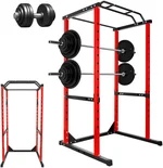 1200LB Power Cage, Dip Handles, Squat Rack, Dual Pulley Cable Crossover System, Landmine Attachment and Optional Cable Pulley System for Home Gym