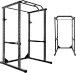 Power Rack, 1200Lbs Squat Rack, Adjustable Barbell Rack with 14-Speed Adjustable Squat Bar, Multi-Function Strength Training Power Cages with J-Hooks, Barbell Rack for Home Gym