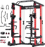 MAJOR FITNESS Multi-Functional Power Cage, Lever Arms, All-in-One Home Gym Power Rack with Workout Bench, Pull-up Bar, Cable Crossover System for Home Gym Strength Training