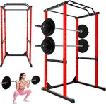 Power Cage, 1200LBS Multi-Function Power Rack, Multi-Grip Pull-Up Bar, Adjustable Safety Bars, Strength Training for Home Gym