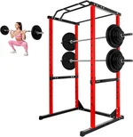 1200 Lbs Capacity Power Cage, Squat Rack with 14-Hole Adjustable, 44.3 x 45.6 x 81.5 Inch Squat Rack, Workout Cage with Protection Arms & J-Hooks for Home Gym