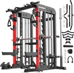 2000LB Power Rack Cage – Smith Machine & Squat Rack with Dual Pulley Cable System, LAT Pulldown, Dip Bars – Home Gym for Full Body Workout, Strength Training