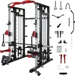 Smith Machine - 2200lbs Squat Rack Power Cage with LAT-Pull Down System & Cable Crossover Machine - Home Gym Training Equipment with Leg Hold-Down Attachment