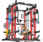 Power Cage,1600lbs Multi-Function Power Rack with Adjustable Cable Crossover System and More Training Attachment, Weight Cage for Home Gym
